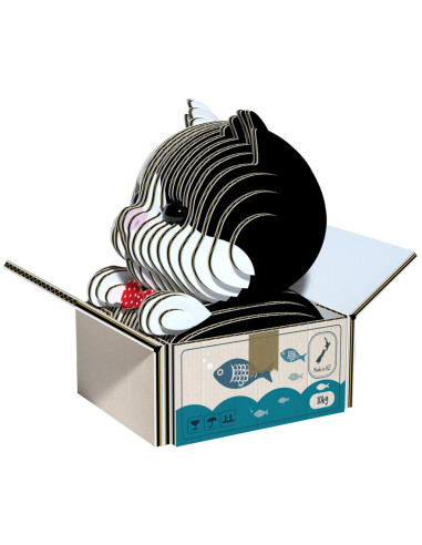 Eugy 3D Chat Tuxedo - Puzzle chat élégant écologique