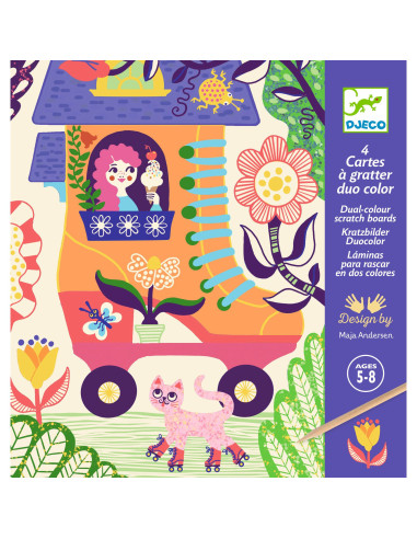 Cartes a gratter duocolor - drôles de maisons - djeco