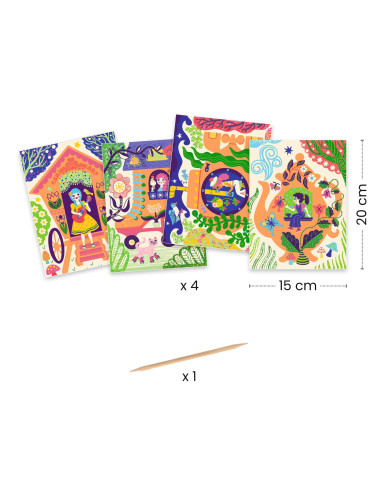 Cartes a gratter duocolor - drôles de maisons - djeco