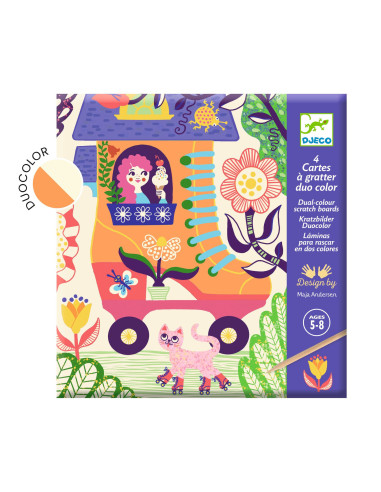 Cartes a gratter duocolor - drôles de maisons - djeco