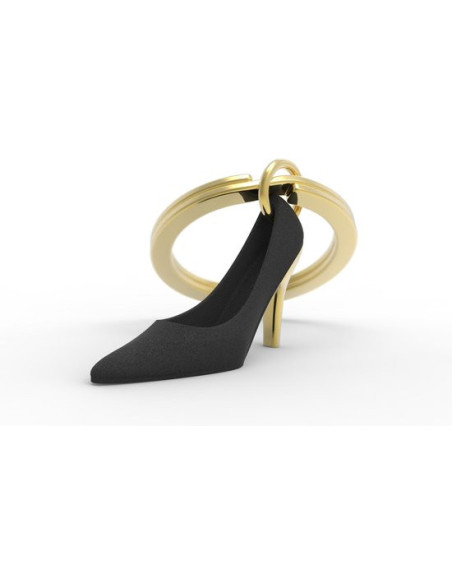 Porte cle escarpin noir et dore