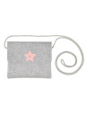 SAC BANDOUILLERE PAILLETTES ARGENT, MOTIF ETOILE ROSE