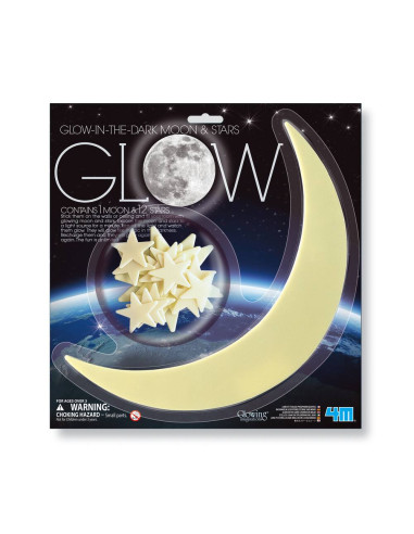 4m phosphorescent pack: lune + 12 etoiles