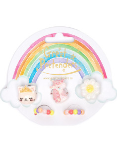 Set de 5 bagues - flower kitty unicorn rings 2