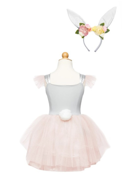 Robe de lapin avec coiffe, taille 3-4 ans