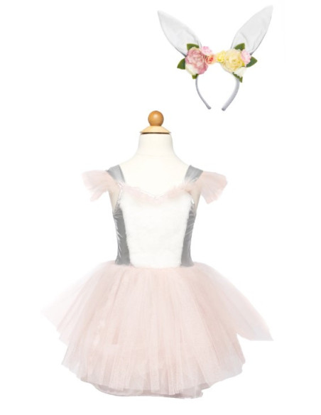 Robe de lapin avec coiffe, taille 3-4 ans
