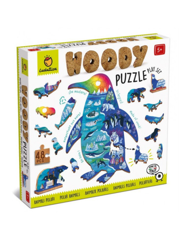 LUDATTICA - WOODY PUZZLE ANIMAUX POLAIRES 25X35CM, 48 PIECES