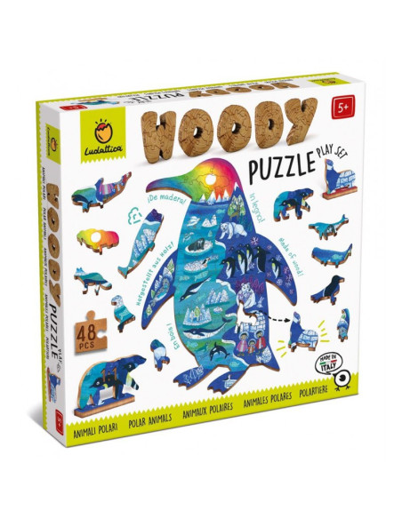 LUDATTICA - WOODY PUZZLE ANIMAUX POLAIRES 25X35CM, 48 PIECES
