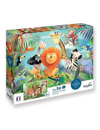 Puzzle 2 x 24 pièces - Animaux Sauvages