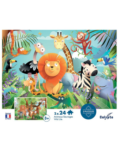 Puzzle 2 x 24 pièces - Animaux Sauvages