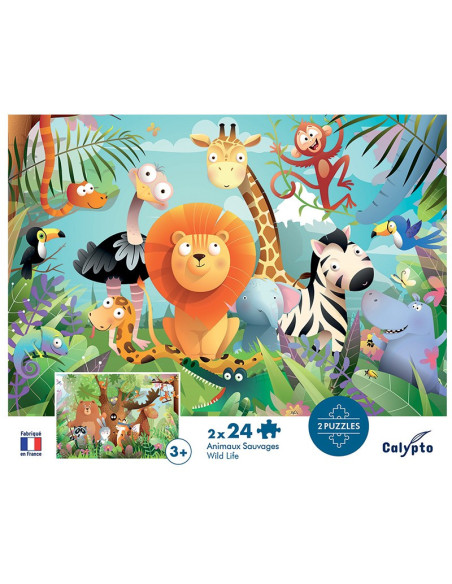 Puzzle 2 x 24 pièces - Animaux Sauvages