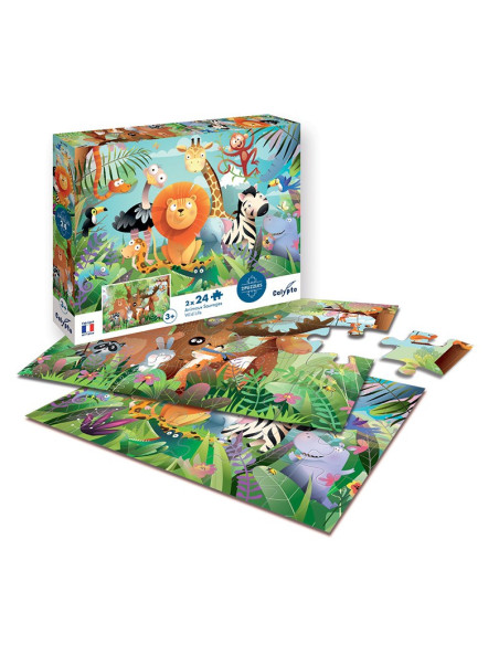 Puzzle 2 x 24 pièces - Animaux Sauvages