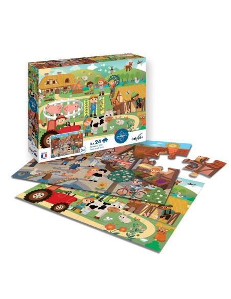 Puzzle 2 x 24 pièces - Ferme et Ville