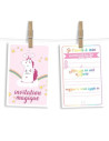 Pack 6 cartes invitation anniversaire - licorne