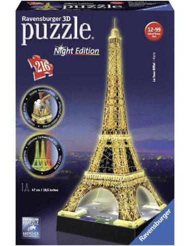 Tour Eiffel Night Edition LED - Puzzle 3D Ravensburger