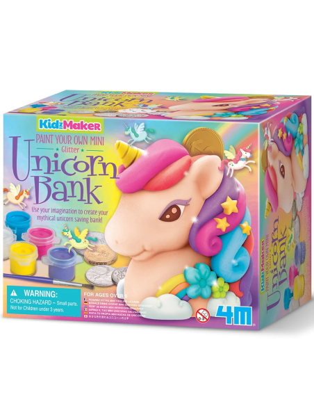4m crea: kit peindre son tirelire licorne a paillettes 9cm