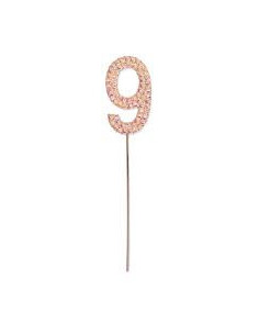 Decoration gateau anniversaire 9 rose