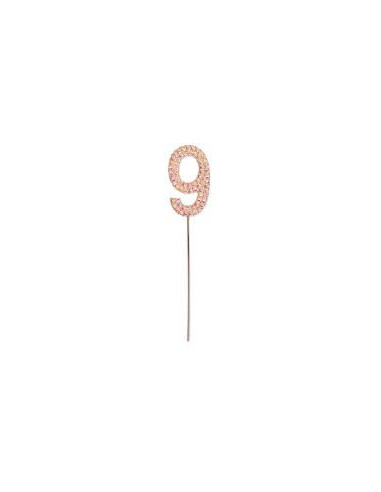 Decoration gateau anniversaire 9 rose
