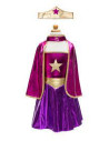 Super-heroine rose (tunique, cape et coiffe), taille 5-6 ans
