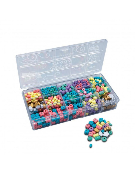Boite de perles en bois - couleurs