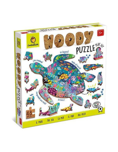 LUDATTICA - WOODY PUZZLE OCÉAN 25X35CM, 48 PIECES