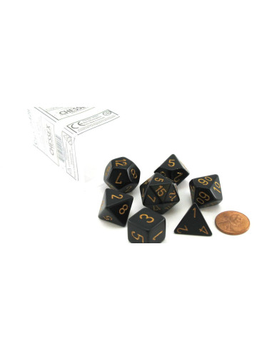 Set de 7 dés Opaque Noir/Or Chessex