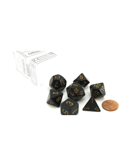 Set de 7 dés Opaque Noir/Or Chessex