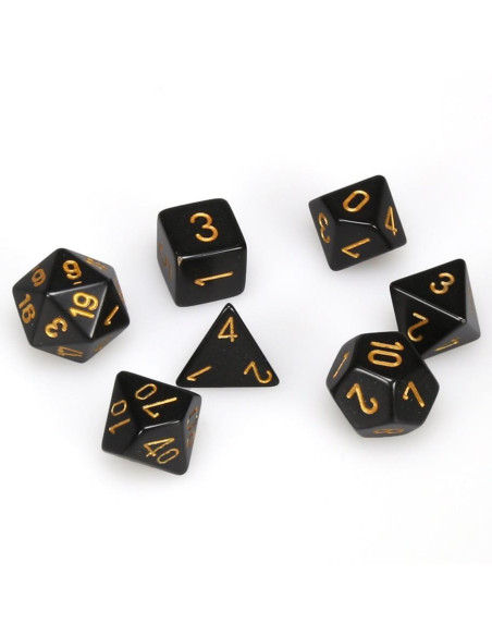 Set de 7 dés Opaque Noir/Or Chessex
