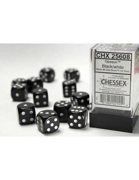 Chessex - set de 12 des 6 opaque - vert/blanc