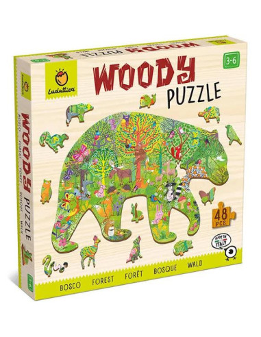 LUDATTICA - WOODY PUZZLE FORET 25X35CM, 48 PIECES