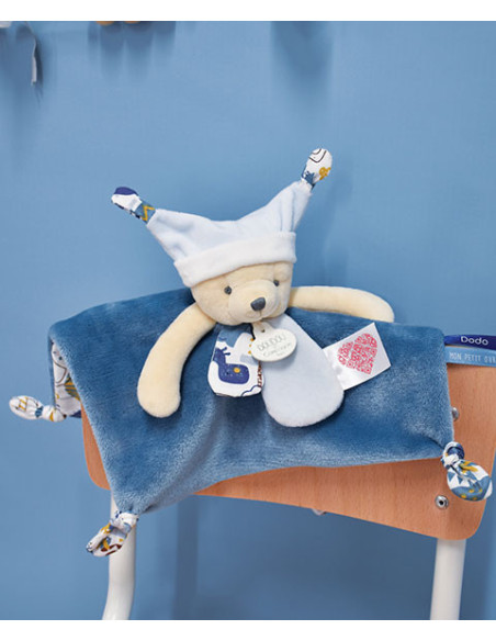 Doudou plat - 3 histoires - ours bleu