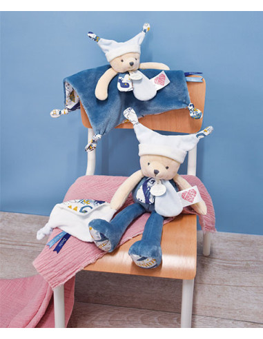 Doudou plat - 3 histoires - ours bleu