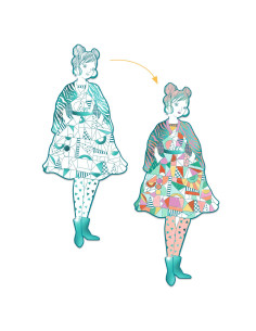 Coloriage mode les demoiselles - rebekka & ses amies - djeco 2
