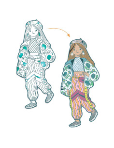 Coloriage mode les demoiselles - angèle & ses amies - djeco 2