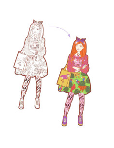 Coloriage mode les demoiselles - nina & ses amies - djeco 2