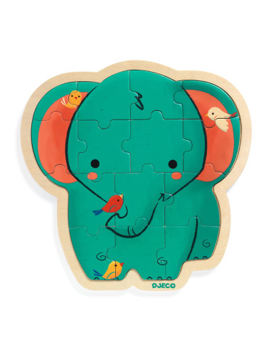 Puzzlo - puzzlo elephant 14 pcs - djeco