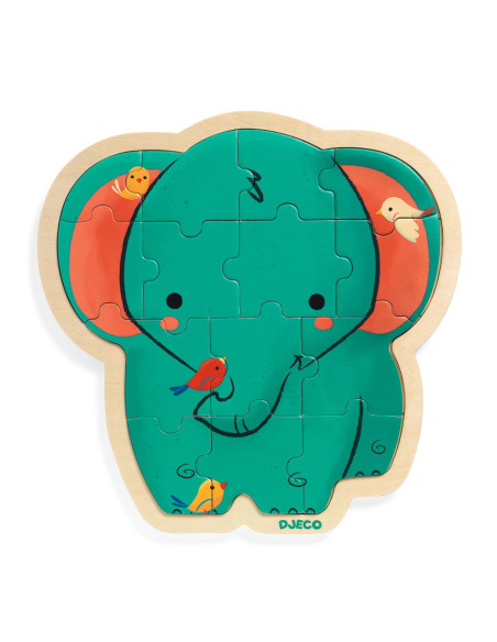 Puzzlo - puzzlo elephant 14 pcs - djeco