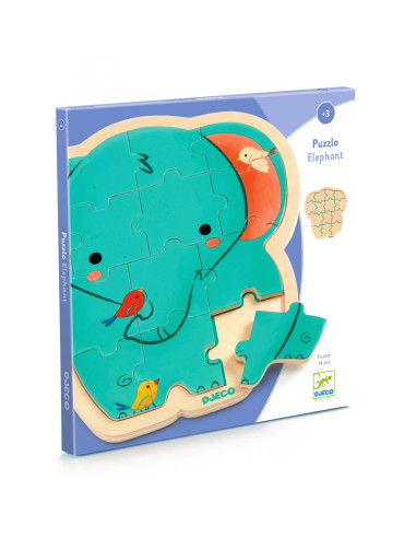 Puzzlo - puzzlo elephant 14 pcs - djeco