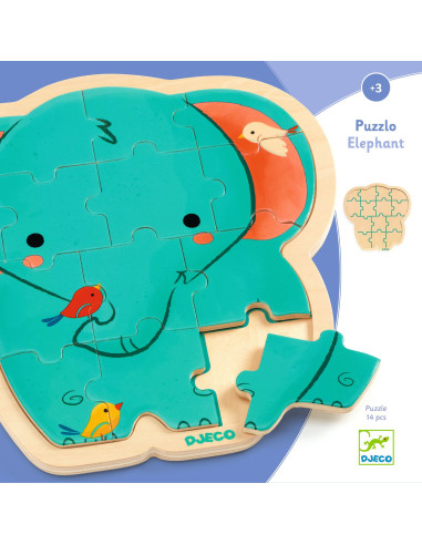 Puzzlo - puzzlo elephant 14 pcs - djeco