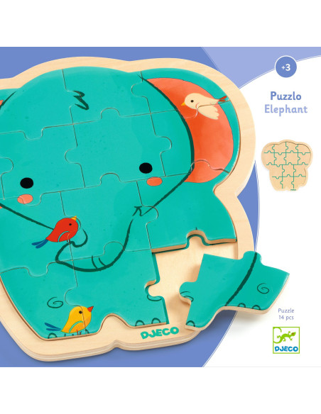 Puzzlo - puzzlo elephant 14 pcs - djeco