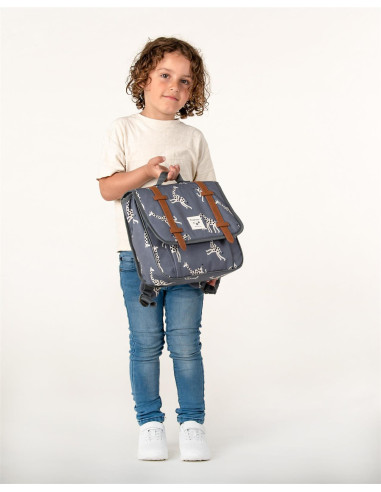 Cartable enfant girafes - bleu jean