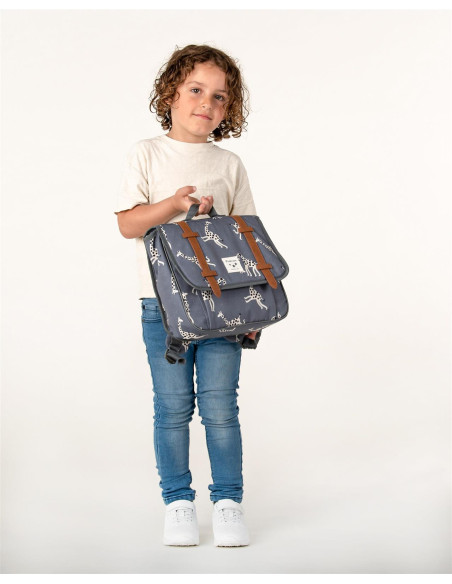 Cartable enfant girafes - bleu jean