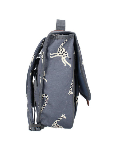 Cartable enfant girafes - bleu jean