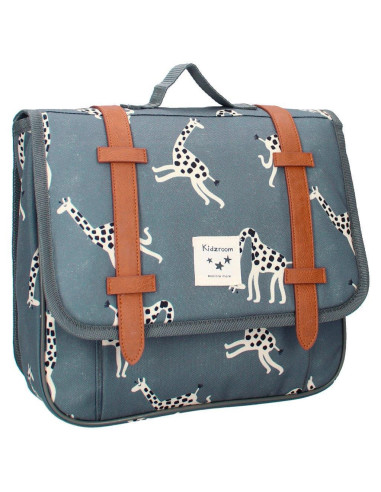 Cartable enfant girafes - bleu jean