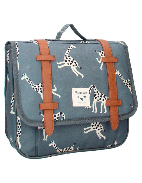 Cartable enfant girafes - bleu jean