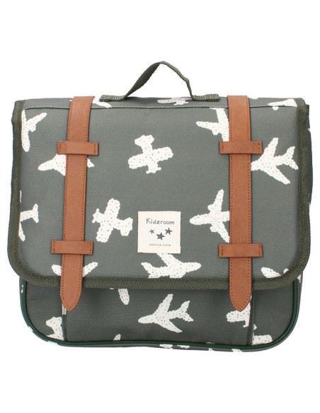 Cartable enfant avions - vert kaki