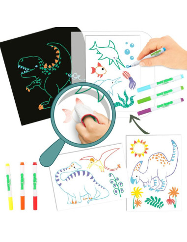 Dino World Livre de coloriages magiques Paint & Swipe