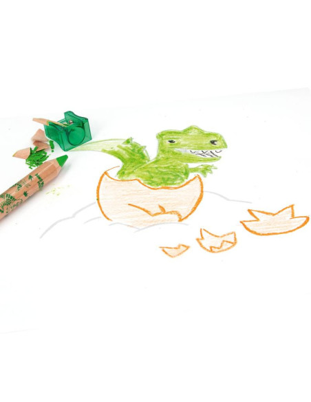 Dino World Mini Dino Crayons de couleur & Taille-crayons