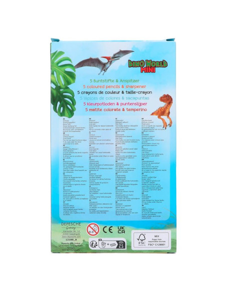 Dino World Mini Dino Crayons de couleur & Taille-crayons