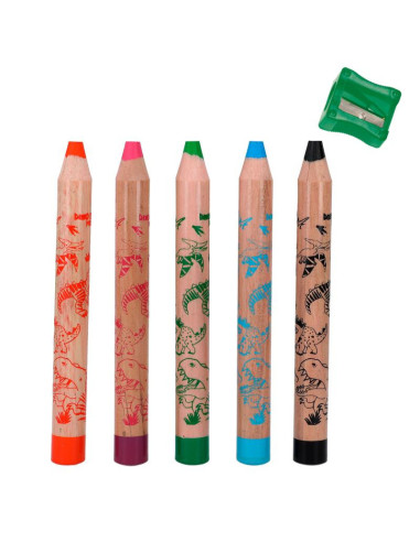 Dino World Mini Dino Crayons de couleur & Taille-crayons
